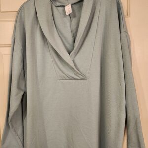 Soft Surroundings Sea Foam Cowl Neck Top.